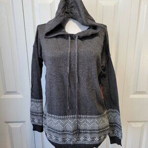 FOREVER 21 Contemporary Gray Aztec Fair Isle Pullover Hoodie Sweater sz S NWT